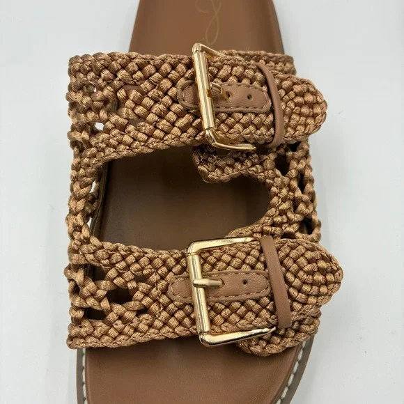 Joie Weaver Tan Macrame Double Buckle Slide Sandals Womens Size 8M Brown - Picture 7 of 16